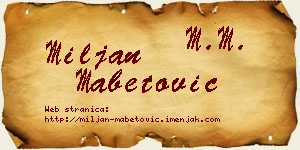 Miljan Mabetović vizit kartica